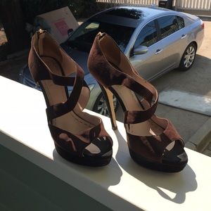 Miu Miu Black/Brown Suede Platform Heels